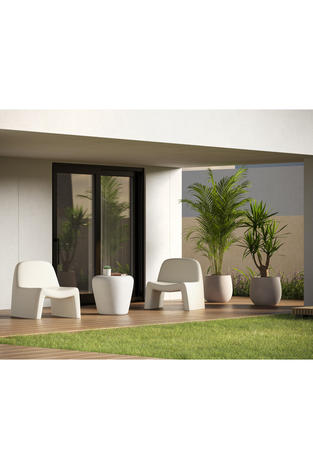 Modern European furniture - Cream Concrete Indoor/Outdoor Lounge Chair - www.oroa.com