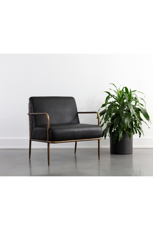Modern European furniture - Hammered Brass Leather Lounge Chair - www.oroa.com