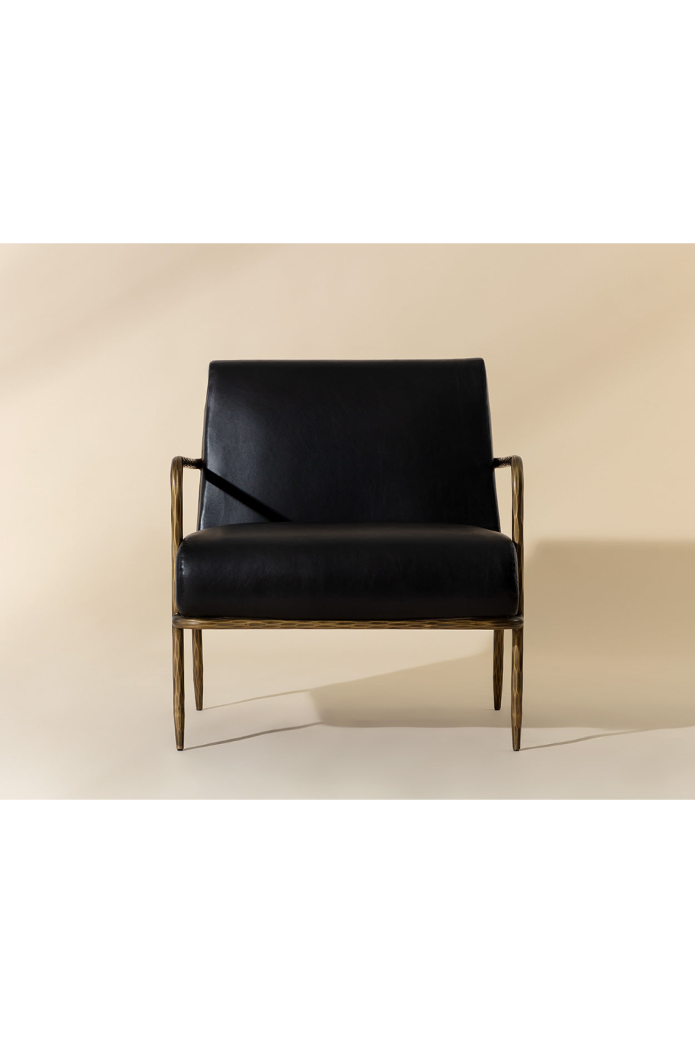 Modern European furniture - Hammered Brass Leather Lounge Chair - www.oroa.com
