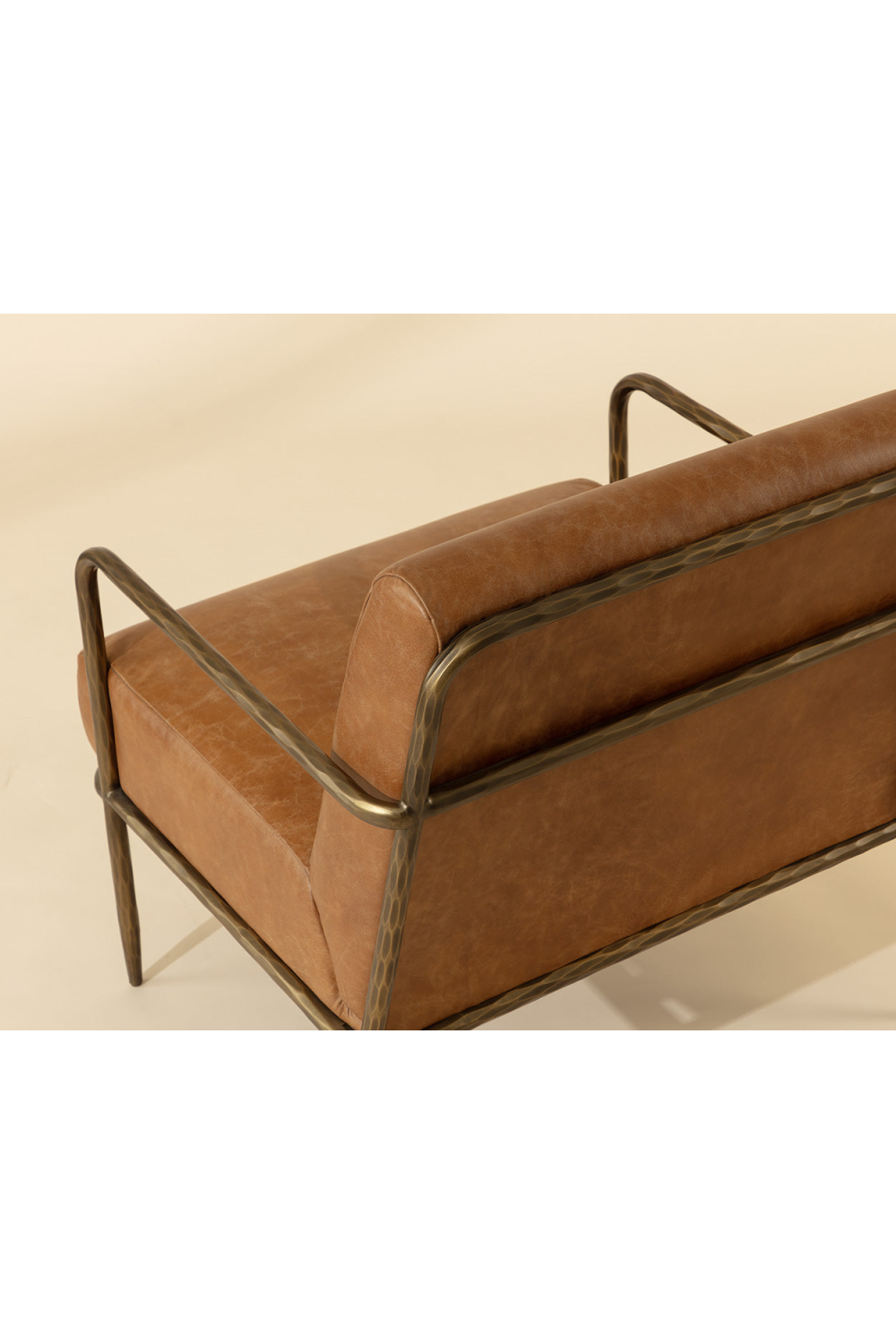 Modern European furniture - Hammered Brass Leather Lounge Chair - www.oroa.com