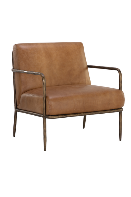Modern European furniture - Hammered Brass Leather Lounge Chair - www.oroa.com