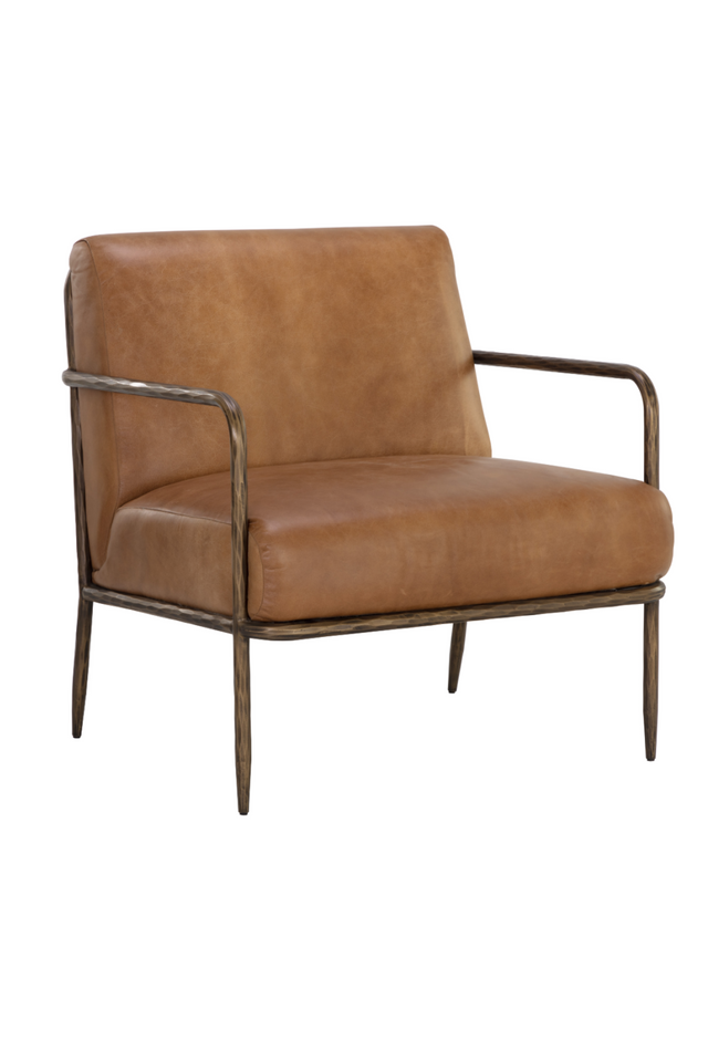 Modern European furniture - Hammered Brass Leather Lounge Chair - www.oroa.com