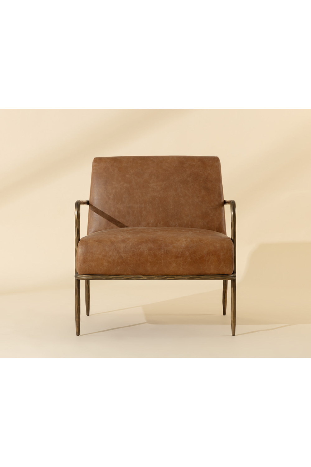 Modern European furniture - Hammered Brass Leather Lounge Chair - www.oroa.com