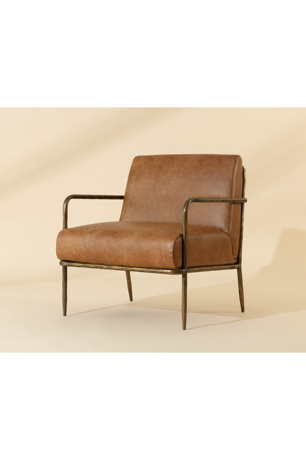 Modern European furniture - Hammered Brass Leather Lounge Chair - www.oroa.com