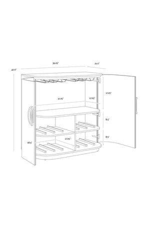 Modern European furniture - Smoked Acacia 2-Door Bar Cabinet - www.oroa.com