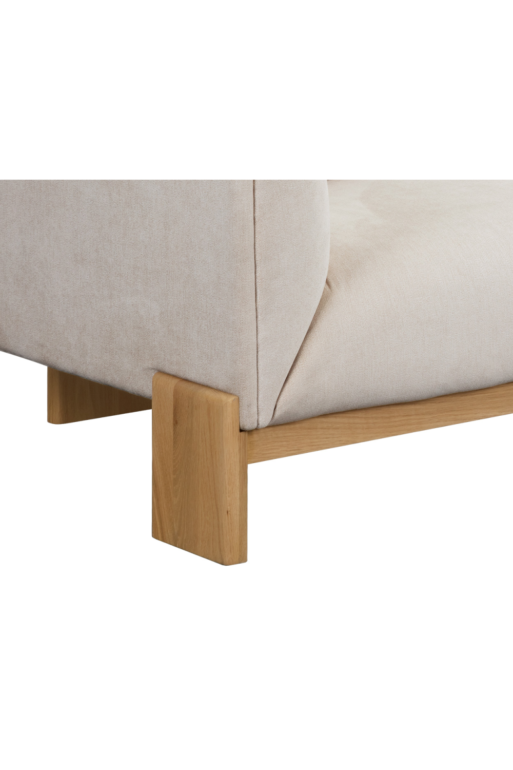 Modern European furniture - Oak Base White Upholstered Sofa - www.oroa.com