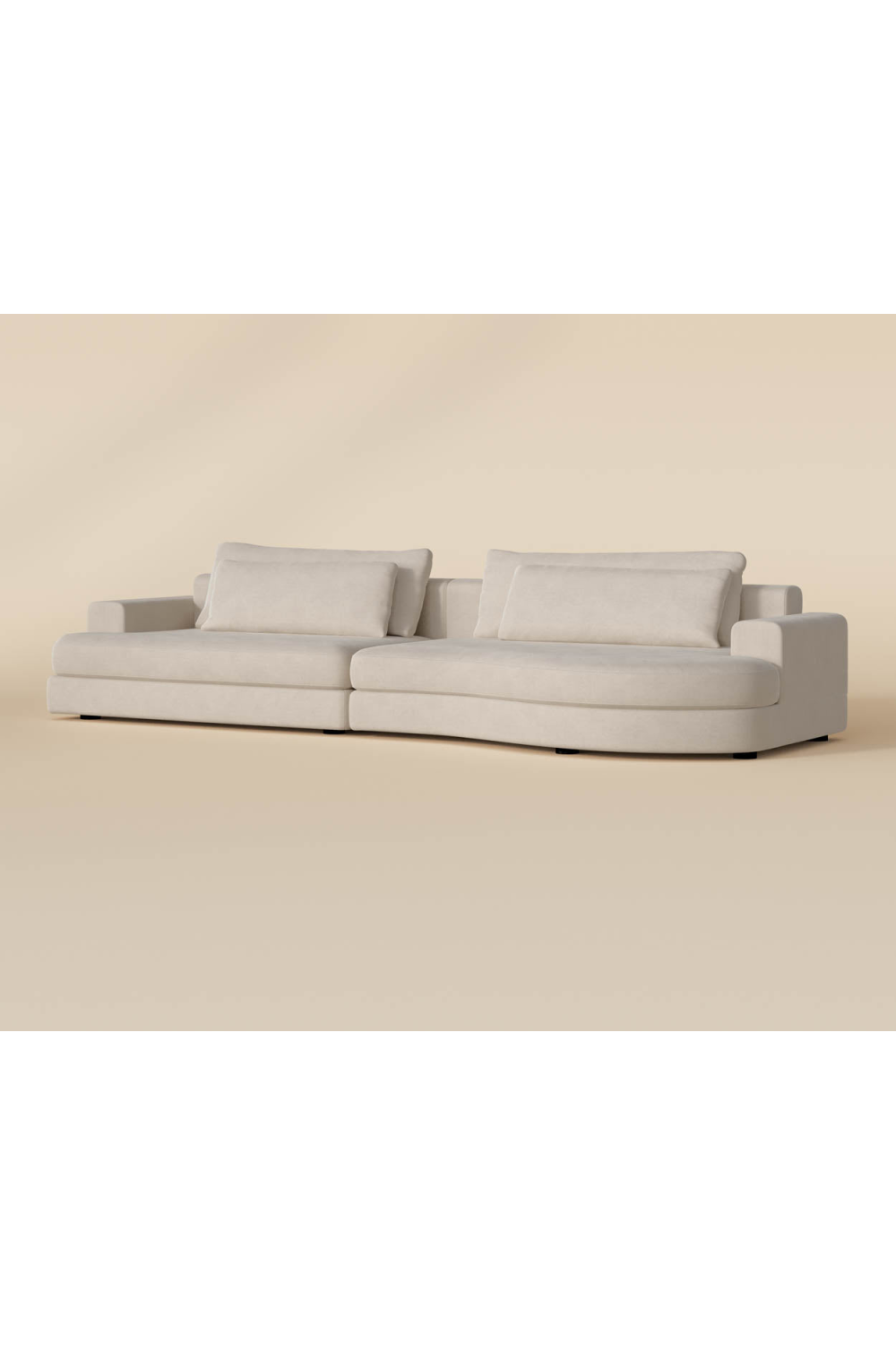 Modern European furniture - Cream Curved Seat Sofa - www.oroa.com