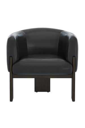 Modern European furniture - Black Leather Curved Lounge Chair - www.oroa.com