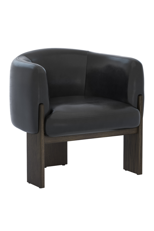 Modern European furniture - Black Leather Curved Lounge Chair - www.oroa.com