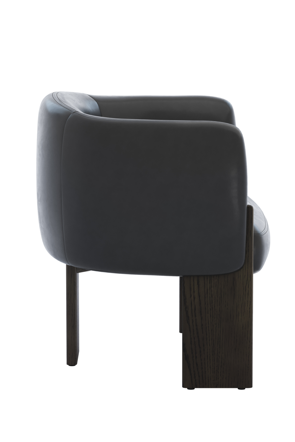 Modern European furniture - Black Leather Curved Lounge Chair - www.oroa.com