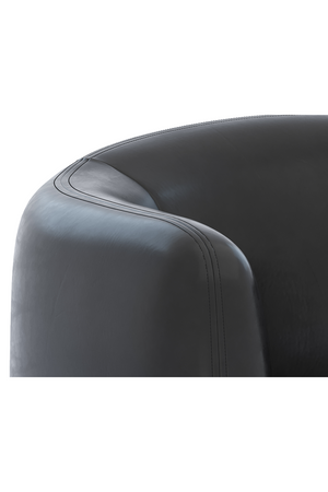 Modern European furniture - Black Leather Curved Lounge Chair - www.oroa.com