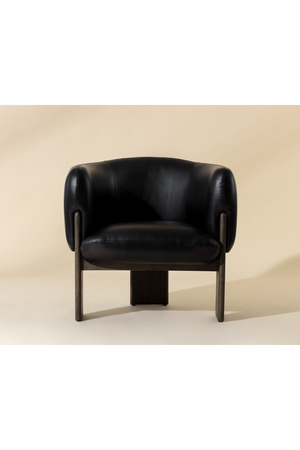 Modern European furniture - Black Leather Curved Lounge Chair - www.oroa.com