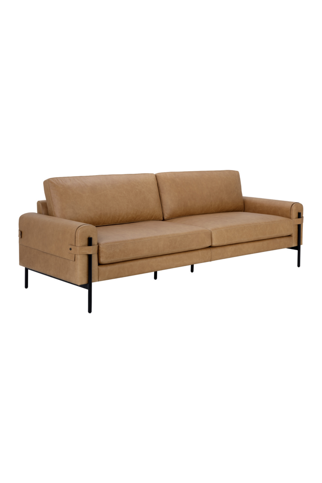 Modern European furniture - Brown Leather Strapped Sofa - www.oroa.com