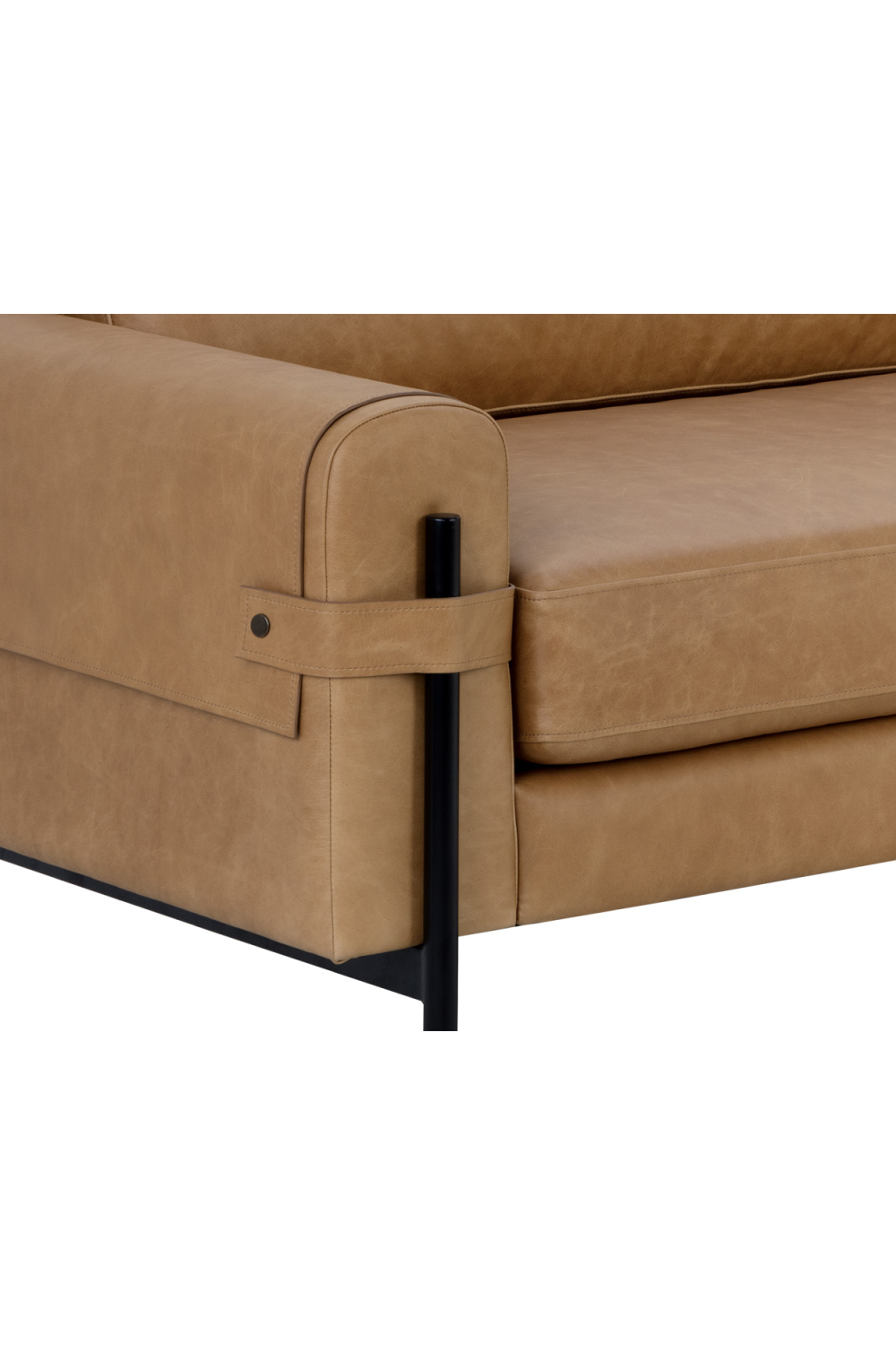 Modern European furniture - Brown Leather Strapped Sofa - www.oroa.com