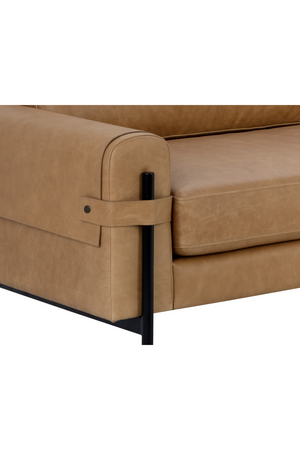 Modern European furniture - Brown Leather Strapped Sofa - www.oroa.com