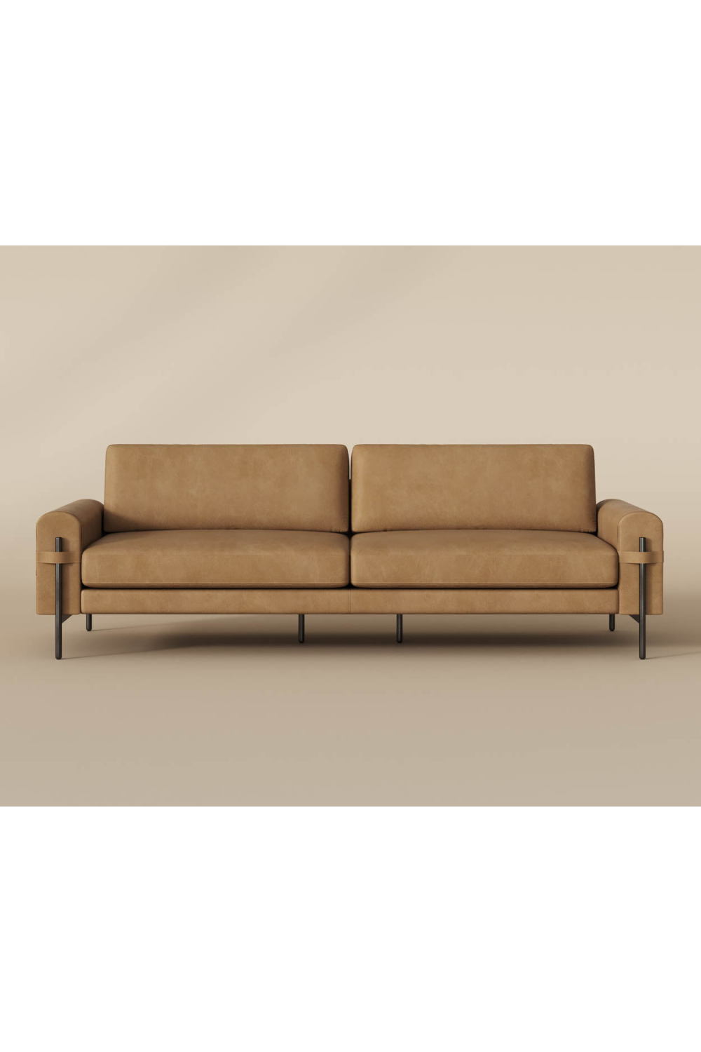 Modern European furniture - Brown Leather Strapped Sofa - www.oroa.com