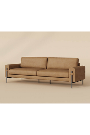 Modern European furniture - Brown Leather Strapped Sofa - www.oroa.com