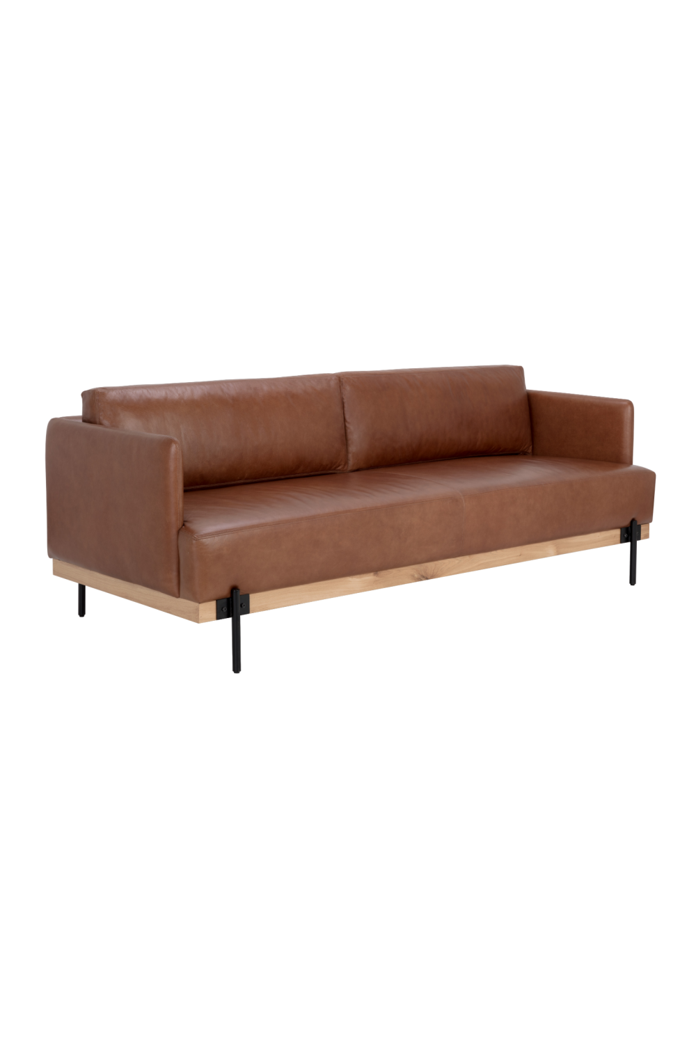Modern European furniture - Oak Wood Frame Leather Sofa - www.oroa.com