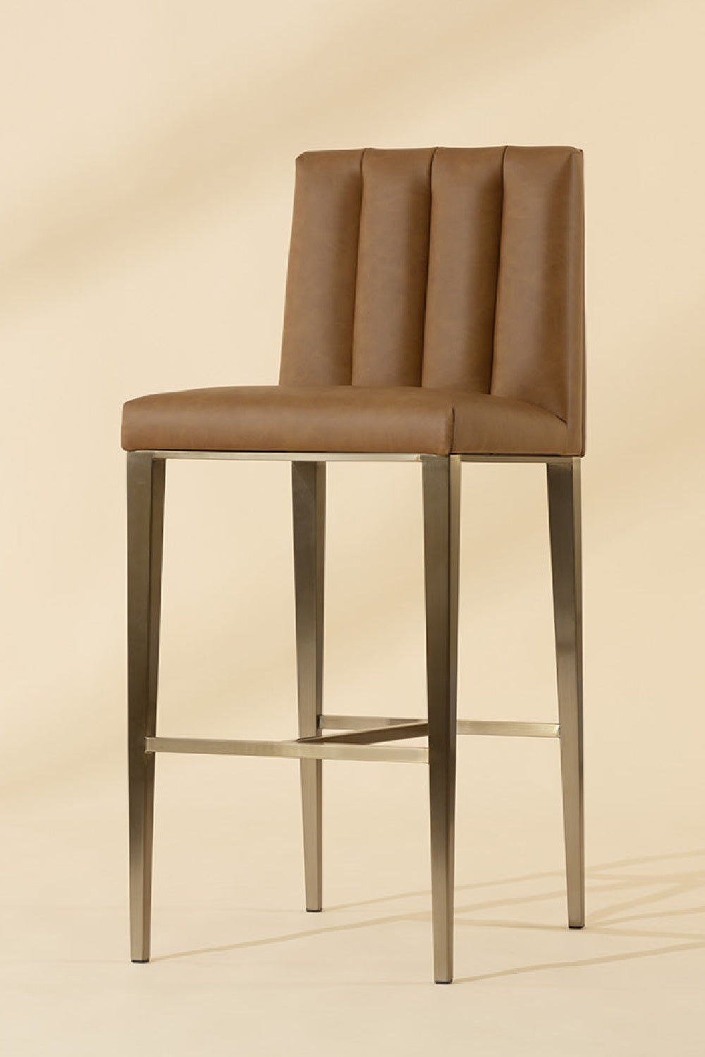 Modern European furniture - Vertical-Channeled Leather-Look Bar Stool - www.oroa.com