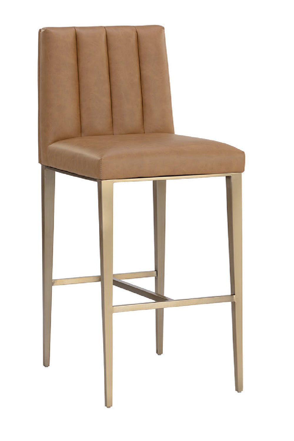 Modern European furniture - Vertical-Channeled Leather-Look Bar Stool - www.oroa.com
