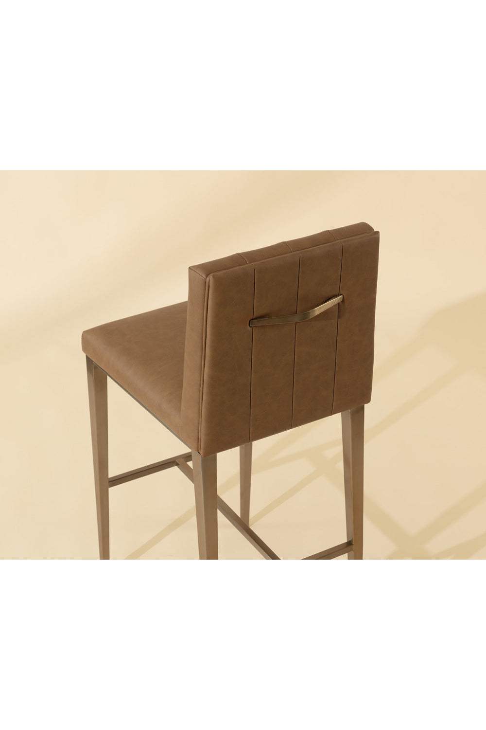 Modern European furniture - Vertical-Channeled Leather-Look Bar Stool - www.oroa.com