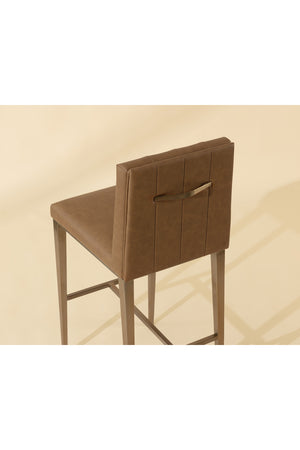 Modern European furniture - Vertical-Channeled Leather-Look Bar Stool - www.oroa.com