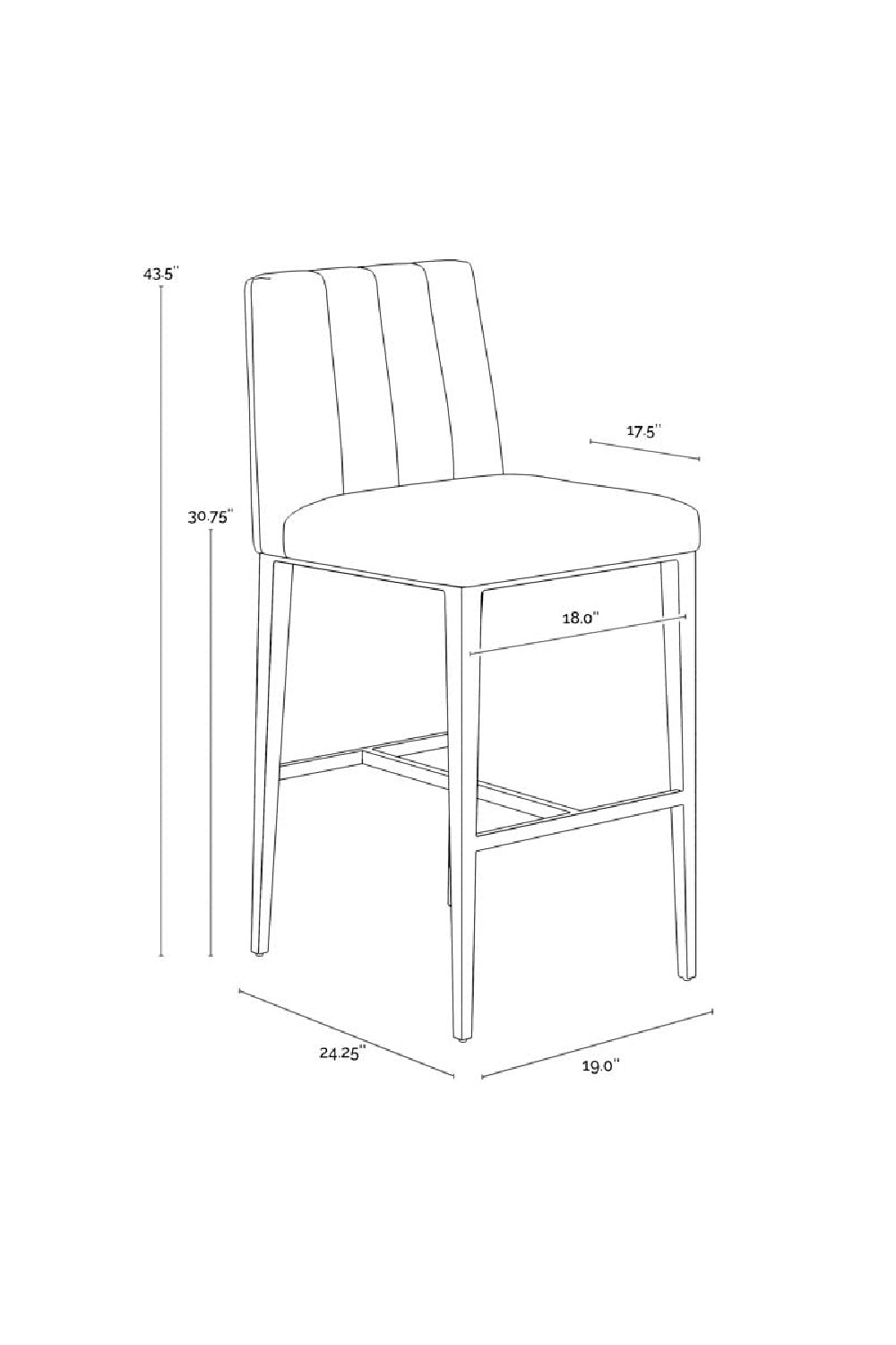 Modern European furniture - Vertical-Channeled Leather-Look Bar Stool - www.oroa.com