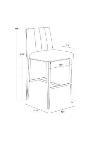 Modern European furniture - Vertical-Channeled Leather-Look Bar Stool - www.oroa.com