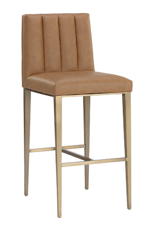 Modern European furniture - Vertical-Channeled Leather-Look Bar Stool - www.oroa.com