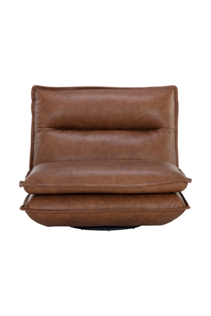 Modern European furniture - Brown Leather Swivel Armless Chair - www.oroa.com