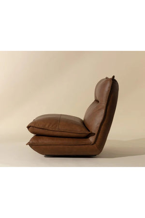 Modern European furniture - Brown Leather Swivel Armless Chair - www.oroa.com
