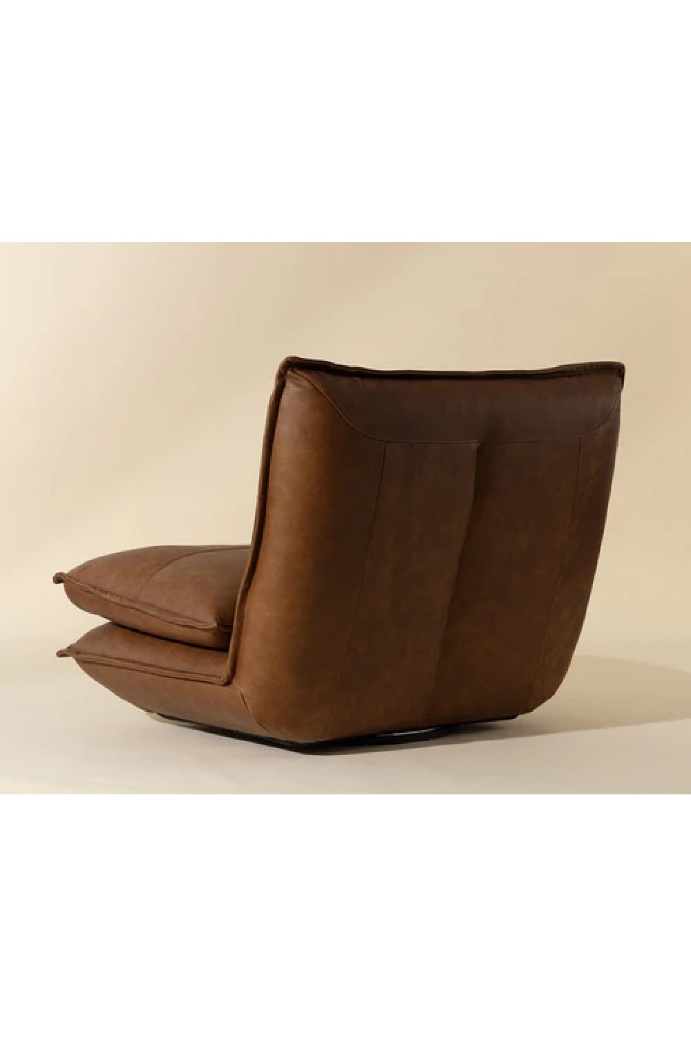 Modern European furniture - Brown Leather Swivel Armless Chair - www.oroa.com
