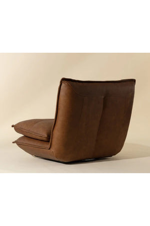 Modern European furniture - Brown Leather Swivel Armless Chair - www.oroa.com