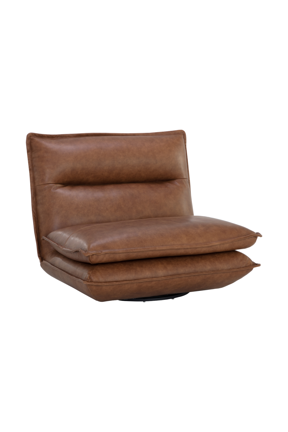 Modern European furniture - Brown Leather Swivel Armless Chair - www.oroa.com