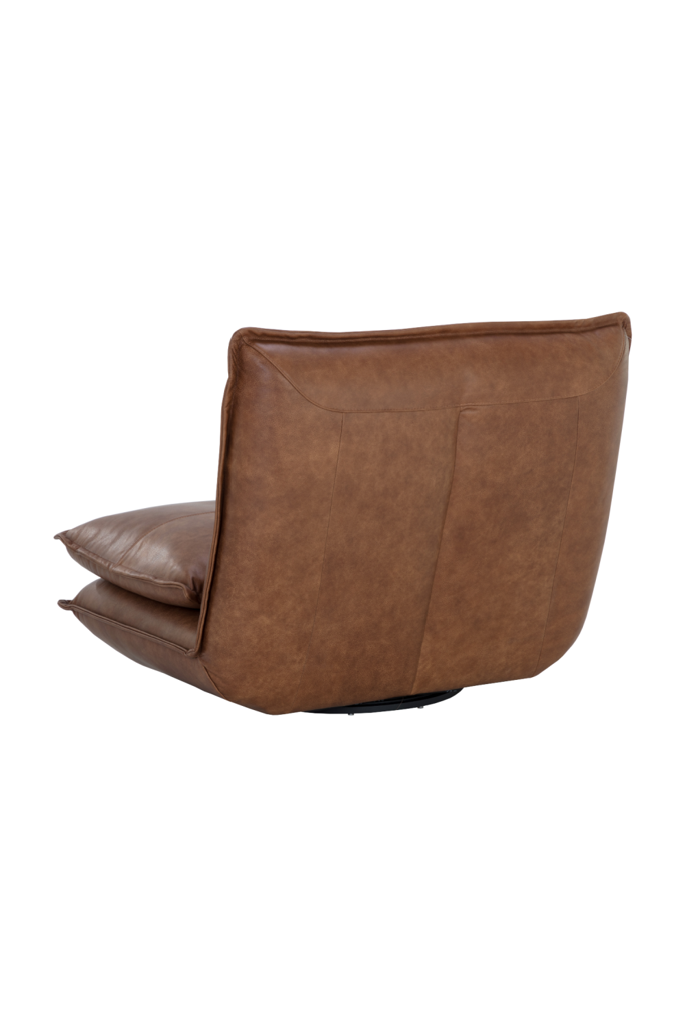 Modern European furniture - Brown Leather Swivel Armless Chair - www.oroa.com