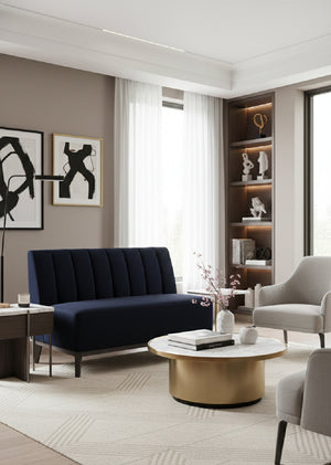 Modern European furniture - Blue Tufted-Back Banquette - www.oroa.com