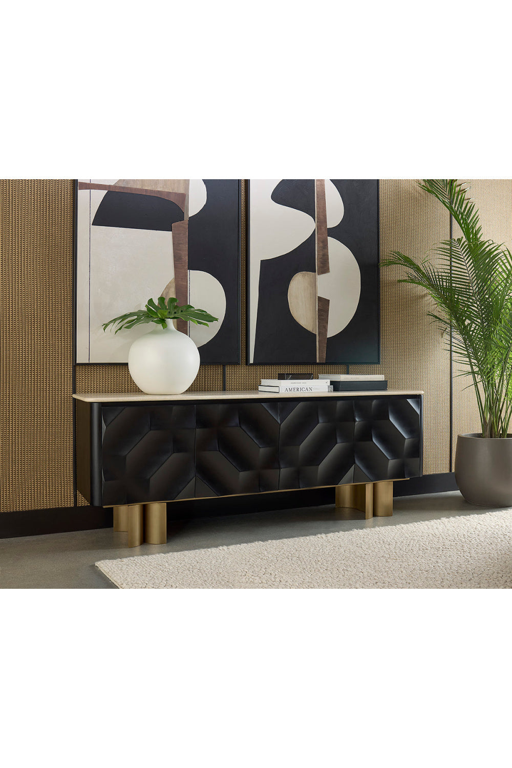   Modern European furniture - Faceted Black 4-Door Sideboard - www.oroa.com | Oroa.com