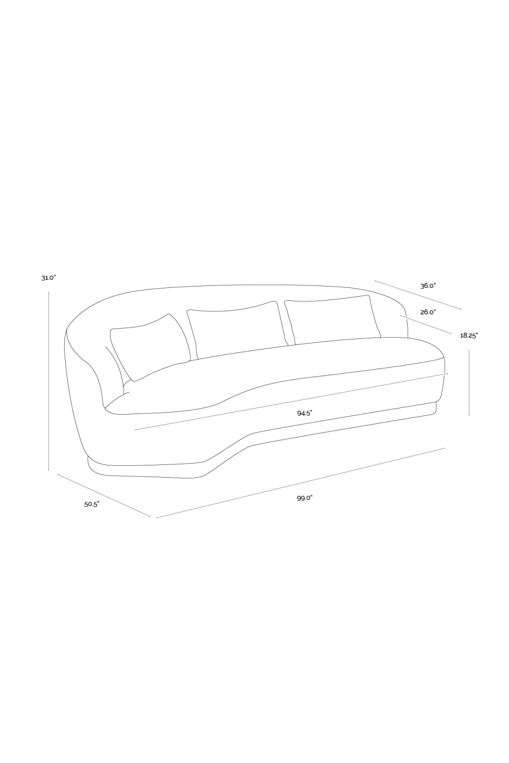 Modern European furniture - Minimalist Curved Sofa - www.oroa.com