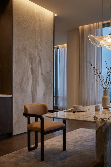 Modern European furniture - Brown Bovine Leather Dining Armchair - www.oroa.com