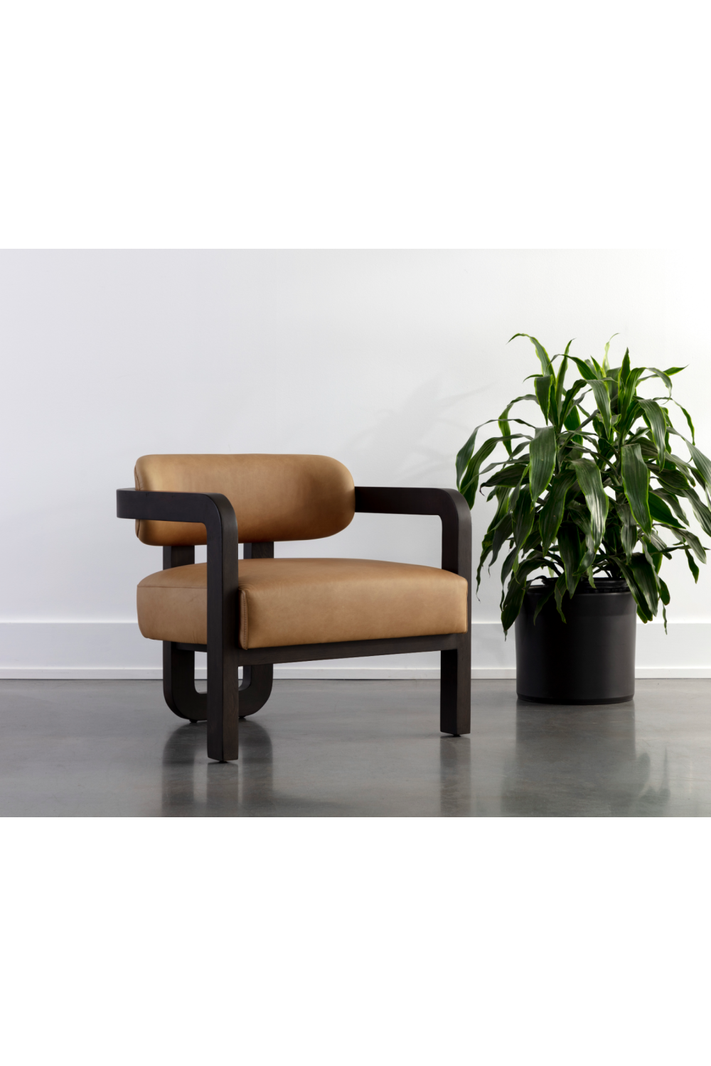 Modern European furniture - Brown Leather 3-Legged Lounge Chair - www.oroa.com