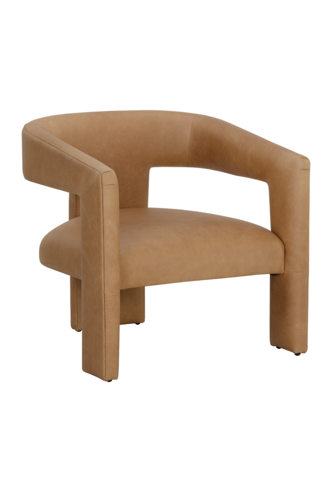 Modern European furniture - Brown Leather Sculptural Lounge Chair - www.oroa.com