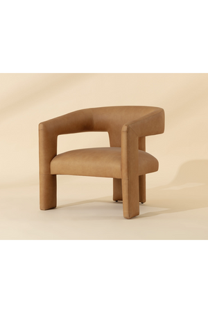 Modern European furniture - Brown Leather Sculptural Lounge Chair - www.oroa.com