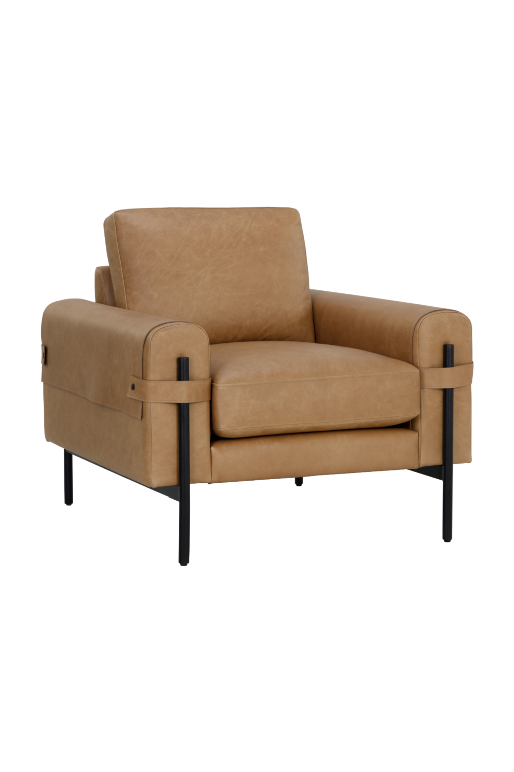 Modern European furniture - Strapped Brown Leather Lounge Chair - www.oroa.com