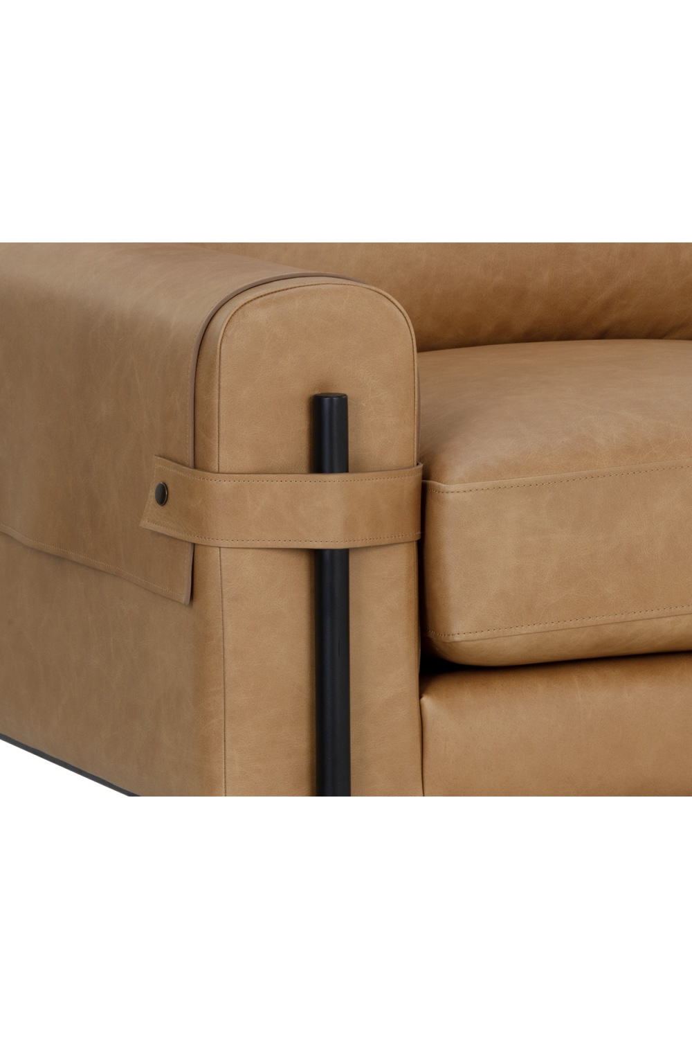 Modern European furniture - Strapped Brown Leather Lounge Chair - www.oroa.com