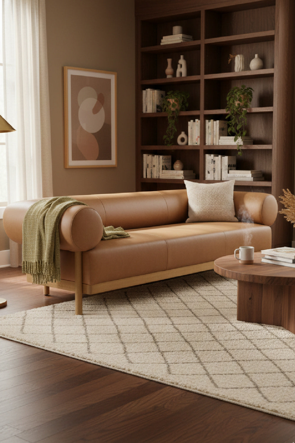 Modern European furniture - Brown Leather Sofa - www.oroa.com