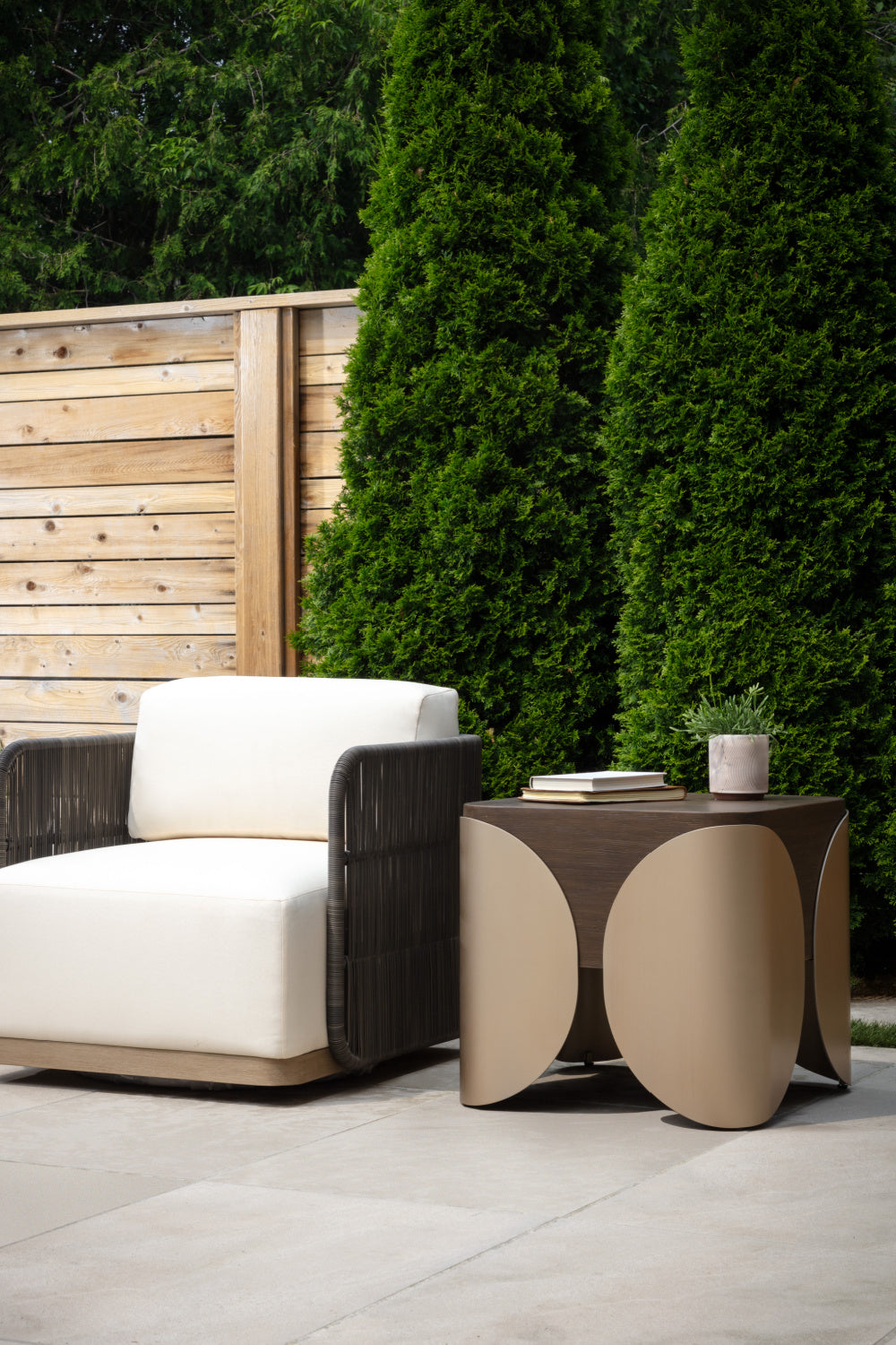 Modern European furniture - Timber Effect Indoor/Outdoor Side Table - www.oroa.com
