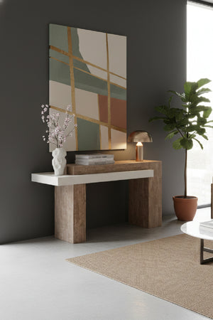 Modern European furniture - Rectangular Timber-Effect Indoor/Outdoor Console Table - www.oroa.com