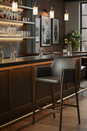 Modern European furniture - Leather-Look Bar Stool - www.oroa.com