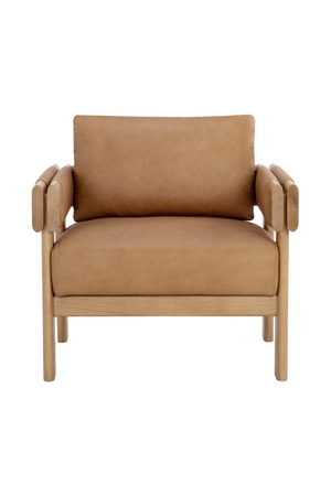 Modern European furniture - Oak Framed Leather Lounge Chair - www.oroa.com