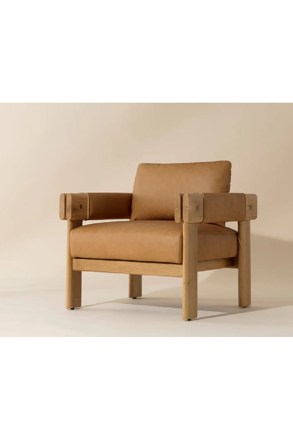 Modern European furniture - Oak Framed Leather Lounge Chair - www.oroa.com